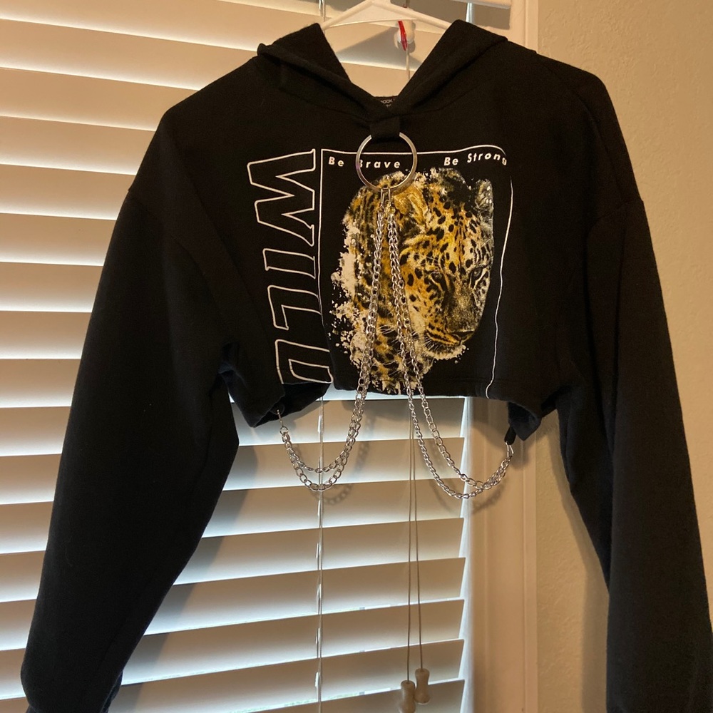 black cropped hoodie
